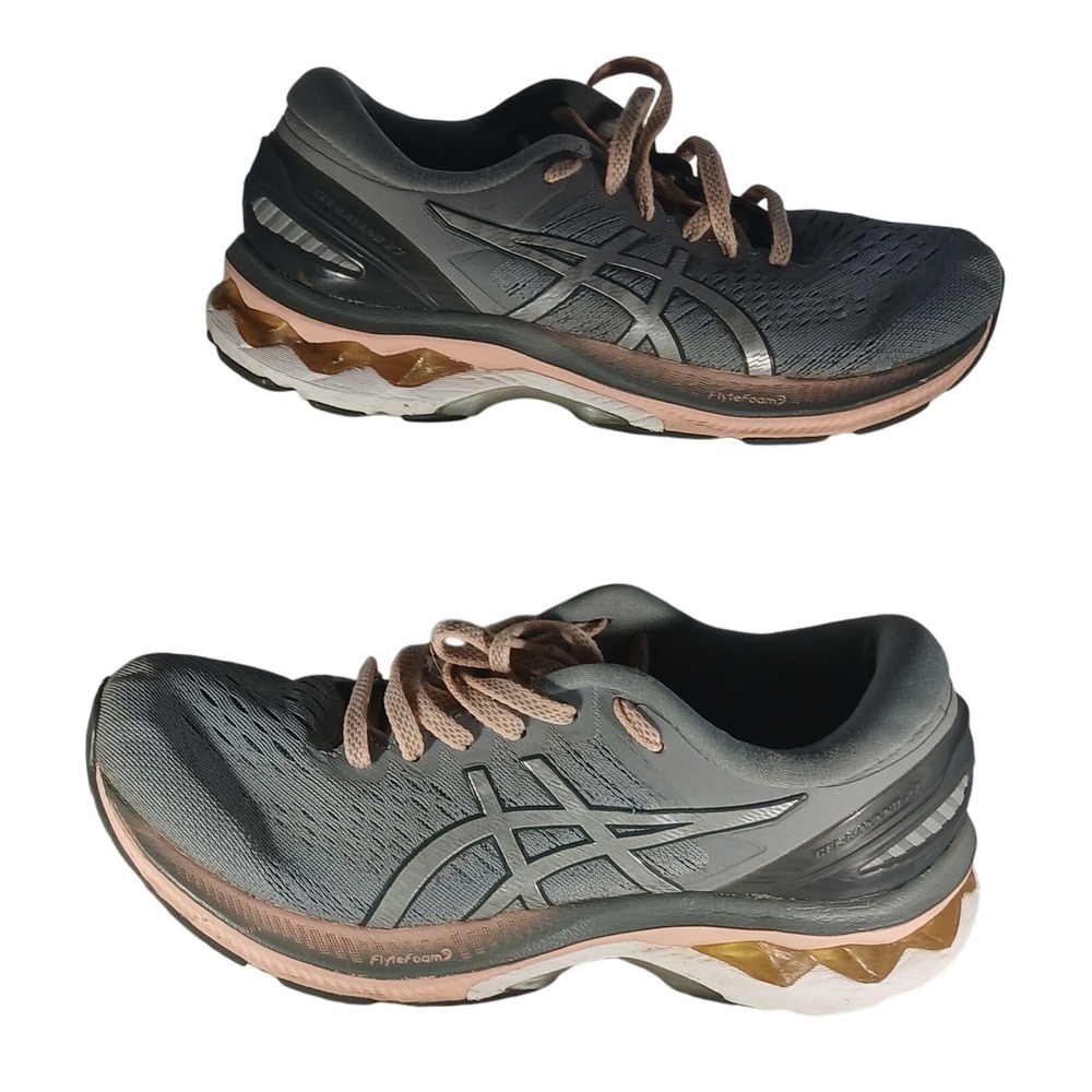 ASICS Gel Kayano 27 Running Shoes Womens Gray Peach‎ Athletic Sneakers
